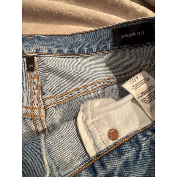 Goldsign Cropped Low Slung Medium Wash Jeans 30 Waist Marled Blue - Picture 4 of 10